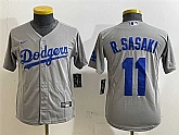 Youth Los Angeles Dodgers #11 Roki Sasaki Grey Cool Base Stitched Jersey,baseball caps,new era cap wholesale,wholesale hats